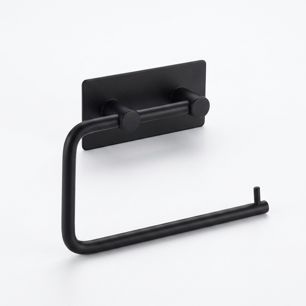 Mountly Paper Roll Holder in Black, matte black studio shot