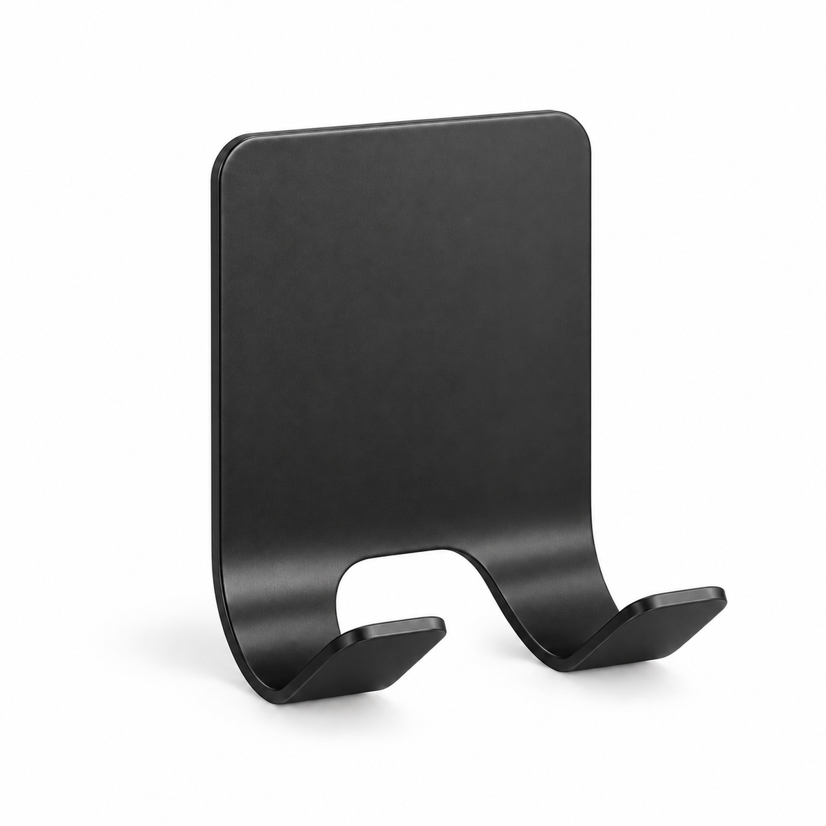 Mountly adhesive razor holder in Black, isolated on a white background.