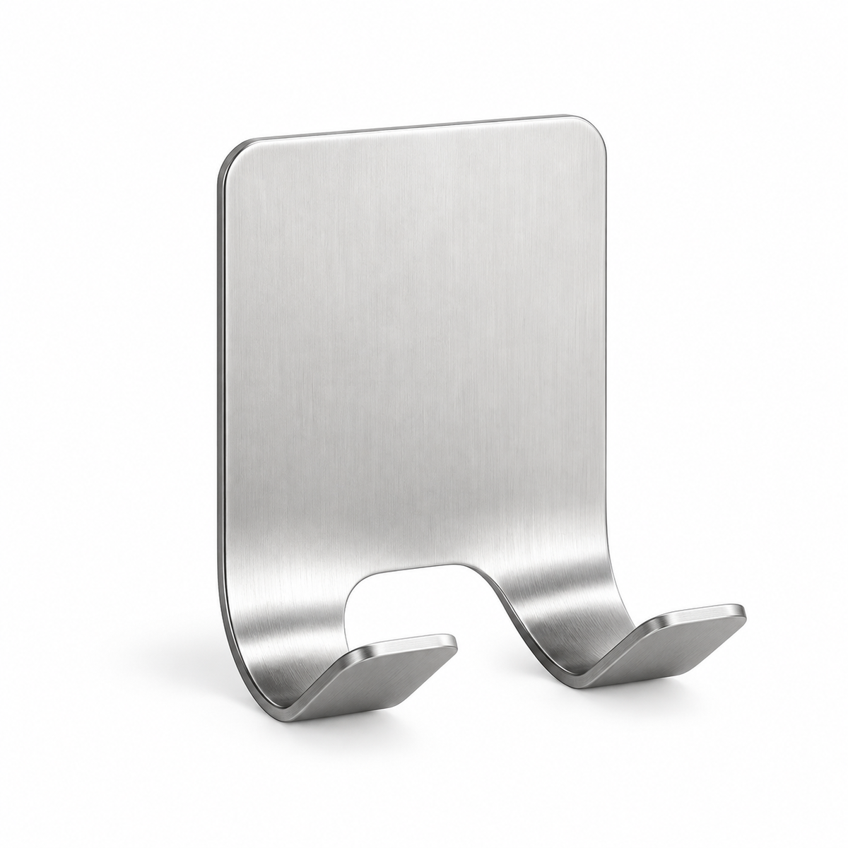 Mountly adhesive razor holder in Silver, isolated on a white background.
